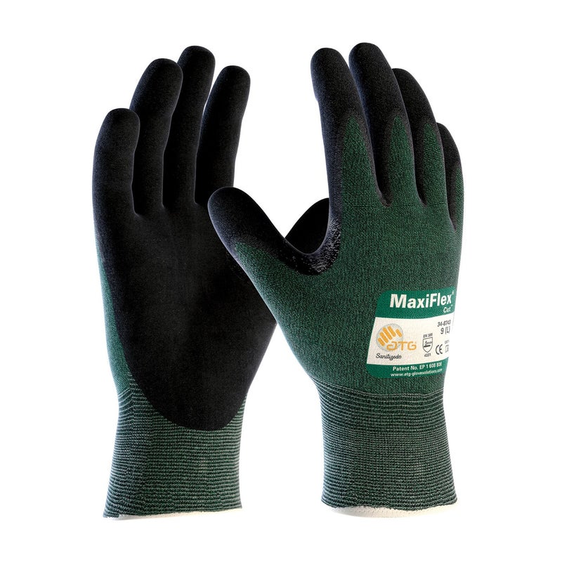 MaxiFlex PIP ATG 34-8743/XL X-Large Cut, Green Engineered Yarn, Black Gloves, 3-Pack (34-8743 XLarge 3/Pack) - Image 1